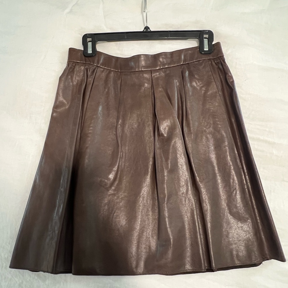 Elegant Brown Leather Skirt